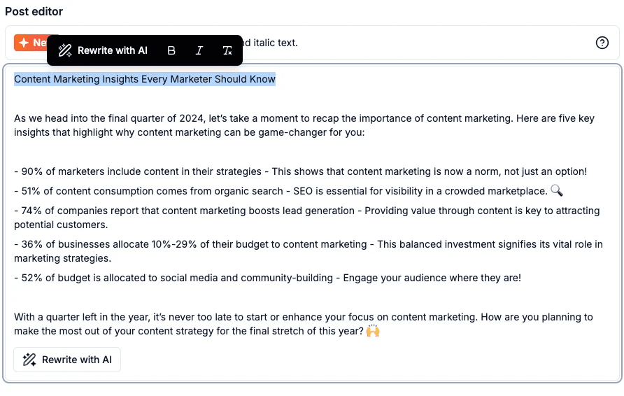 Select text to format it